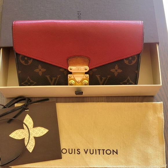 Authentic Louis Vuitton Monogram Portefeuille Pallas Red Wallet - Picture 3 of 17